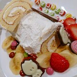 市販ロールケーキで簡単ブッシュドノエル誕生日ケーキ